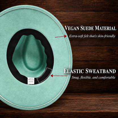 Elastic Band Vegan Suede Wide Brim Hats