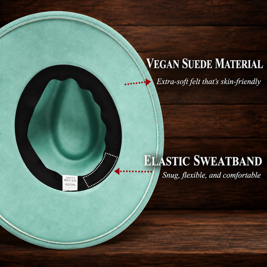 Elastic Band Vegan Suede Wide Brim Hats